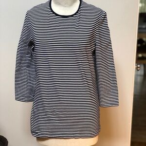 𝅺JONES New York signature 3/4  sleeve black and white pullover shirt size large